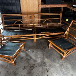 Vintage Midcentury Modern Rattan Chairs/couch Set