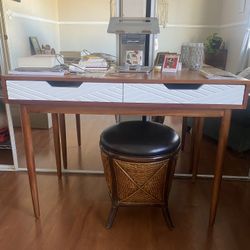 Wood MCM Desk Decorative Drawers