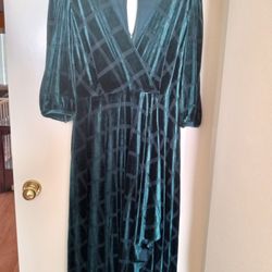 Elegant Velvet 'wrap look ' Flowing Dress By Calvin Klein