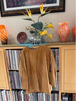 PRICE DROP: BERGDORF GOODMAN’s Classic LAMBSKIN SUEDE Tunic Top in Warm SADDLE,L