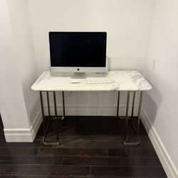 CB2 Crate & Barrel Marble Top Brass Desk