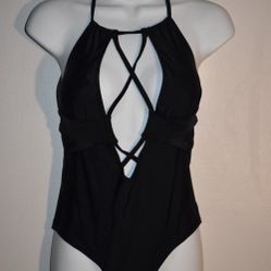 New Black Cut Out One Piece Swimsuit 