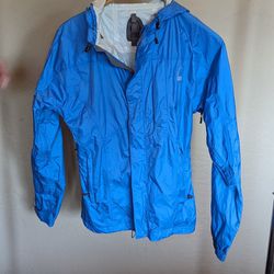 Women's Medium Rain Shell Jacket Sierra Designs Hurricane Ultralight Hooded Hiking Backpacking REI Marmot Arc'teryx Patagonia Mountain Rainshell 