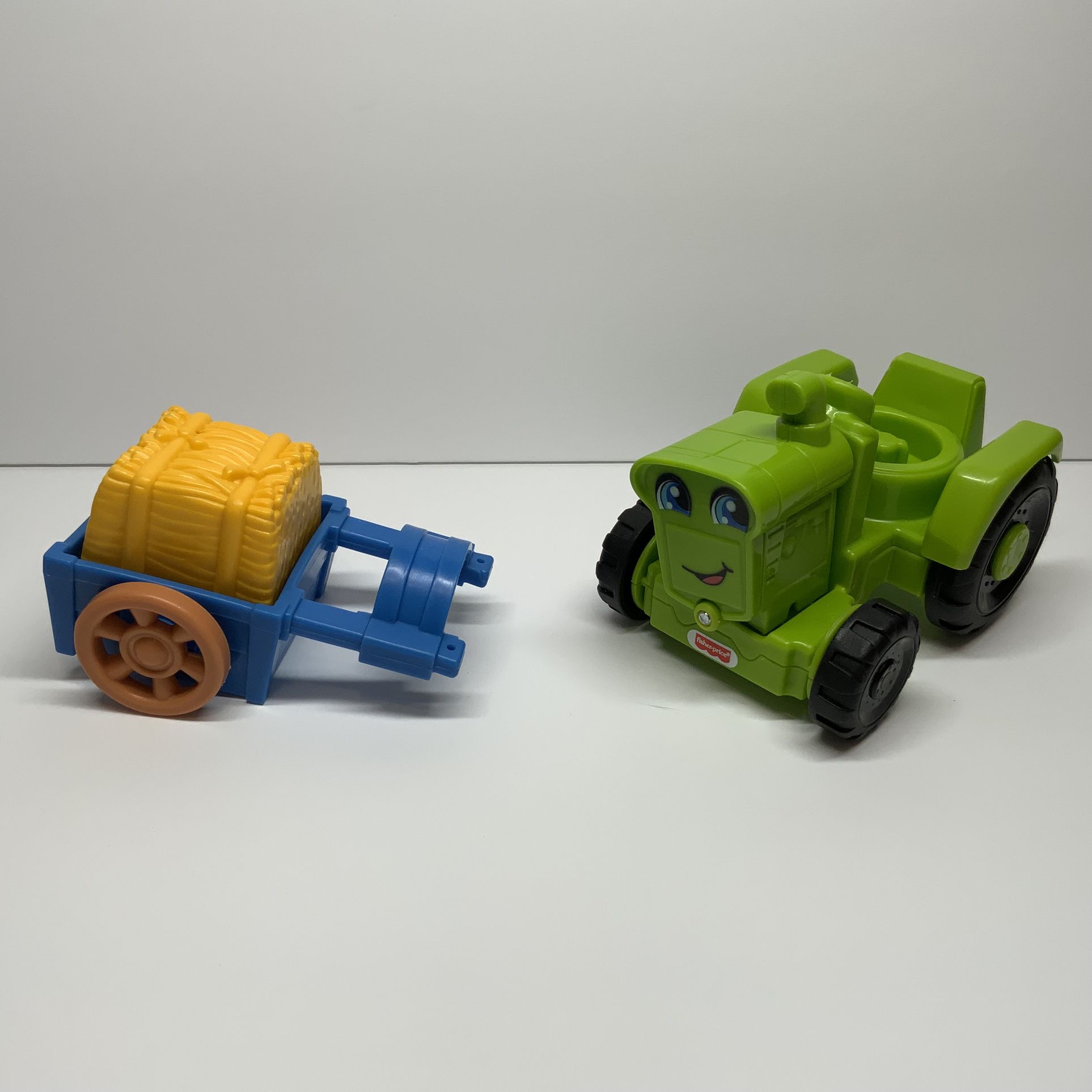 Fisher Price Little People Farm Helpful Harvester Tractor Horse Cart Hay Bale