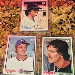 LOT- MINT 1978 TOPPS BASEBALL BLYLEVIN TANANA  MAZZILLI CARDS