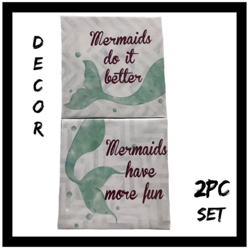NIB 2Pc Mermaid Canvas Wall Art Set