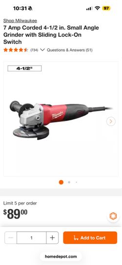 Milwaukee corded grinder 4 1/2 “