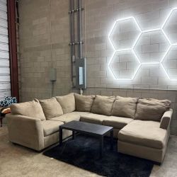 Large Tan Sectional Couch