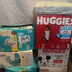 Over 600 Size 1 diapers in original packaging