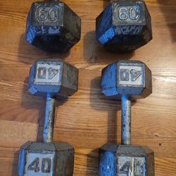 60lb and 40lb dumbell weights