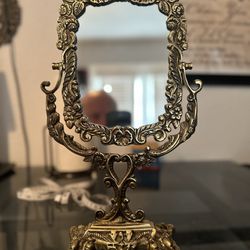 Antique Stand Brass Mirror