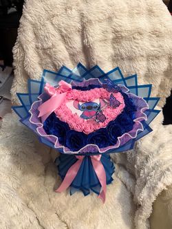 pink and blue stitch bouquet