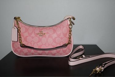 Coach Signature Pink Shoulder Bag with Chain Strap