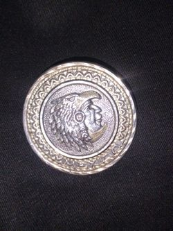 Aztec Warrior Medallion -LARGE- Sterling Silver