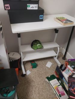 Adjustable White IKEA DESIGN Desk With Wheels