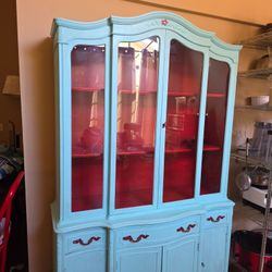 Vintage French Provincial Style China Cabinet 