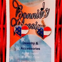 !!FREE PATRIOTIC RED WHITE and BLUE FLAG, HEART, or STAR EARRINGS!! 