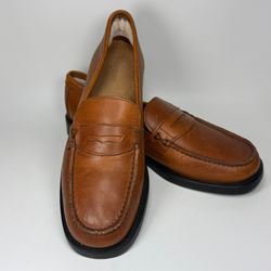 GH Bass Mens 10 M Shoes Weejuns Tan Brown Leather Beefroll Penny Loafers Slip On