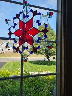 Stain glass window hanging