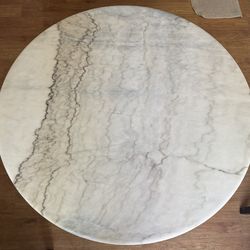 44” Round marble table with black pedistal base