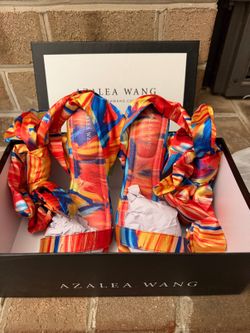 Azalea Wang Wrap Up Sandals Multi Color Satin 9 New