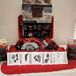 Milwaukee 18volt 4pack Combo Kit W/4 Extra Batteries 