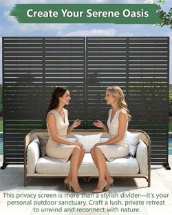 Metal Privacy Screen Outdoor Set of 2, 72" H × 47" W Privacy Fence