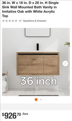 36 in. W x 18 in. D x 19.4 in. H Single Sink Floating Bath Vanity in Imitative Oak with White Cultured Marble Top