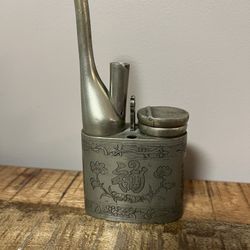 Chinese Antique Etched Smoking Pipe from the 19th Century Metal