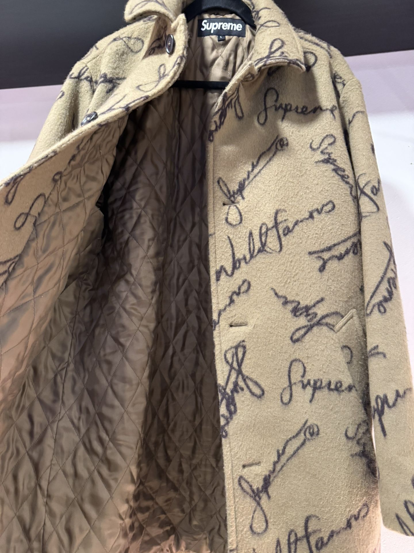 Supreme Script Logos Wool Overcoat