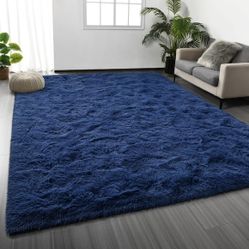 Navy Blue shag area rug 8 x 10