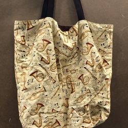 Musical Instrument Pattern Tote Bag 18”x15”.  