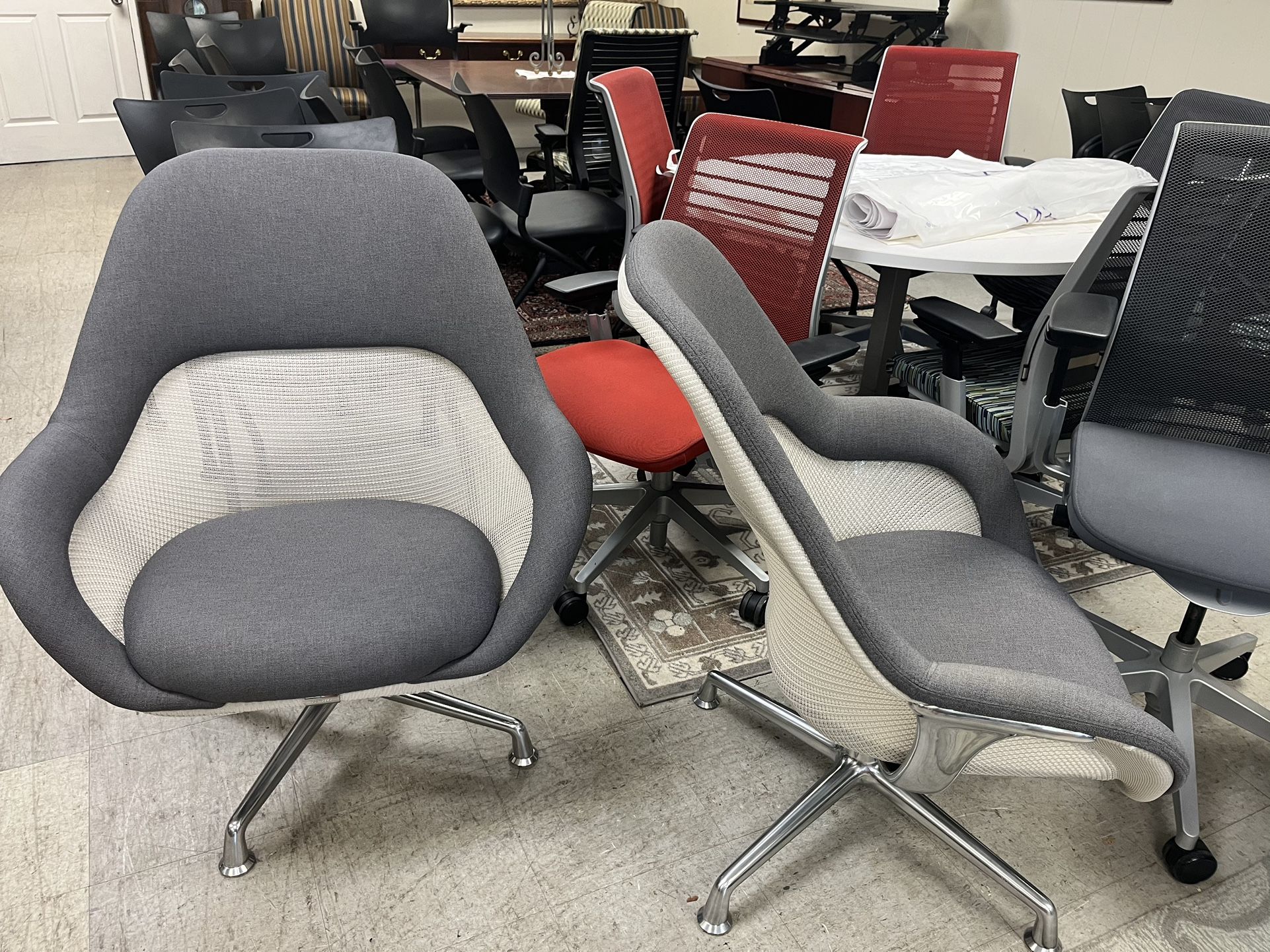 Steelcase Swivel Lounge Chairs- grey Fabric