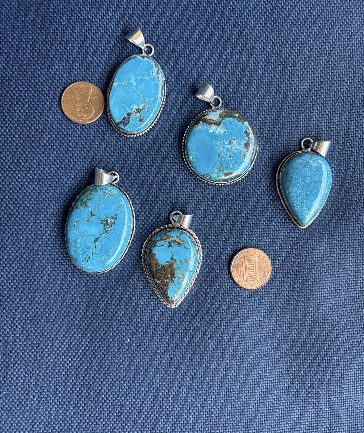 Turquoise Pendant Lot 925 Silver