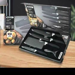 6Pcs Cooking Utensils Set, High-Carbon Stainless Steel Knife Peeler Scissors, Ultra-Sharp Non-Stick