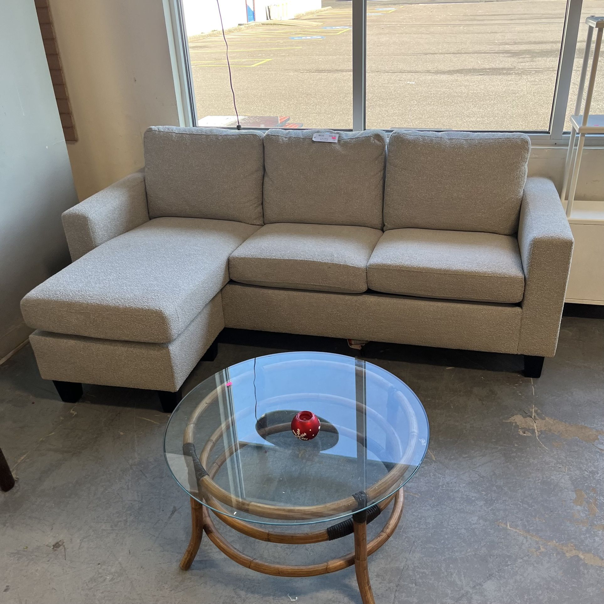 Light Grey Two Piece Sectional Couch (in Store)