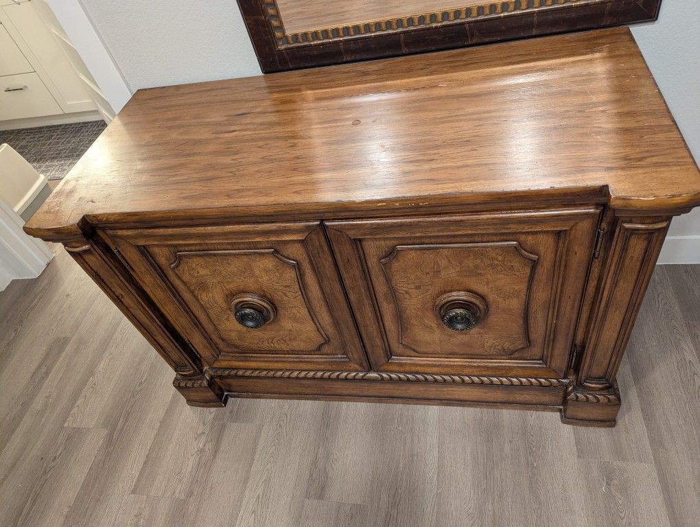 Large Solid Carved Wood Buffet Cabinet