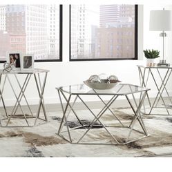 Glass Coffee Table Set 