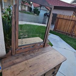 Antique MCM serpentine vanity dresser