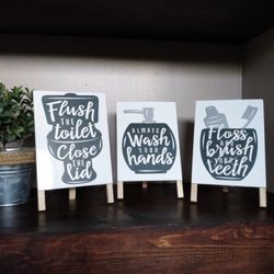 Mini Farmhouse Bathroom Signs