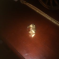 10karot  Cuben Chain And Ring Both 10 Karot