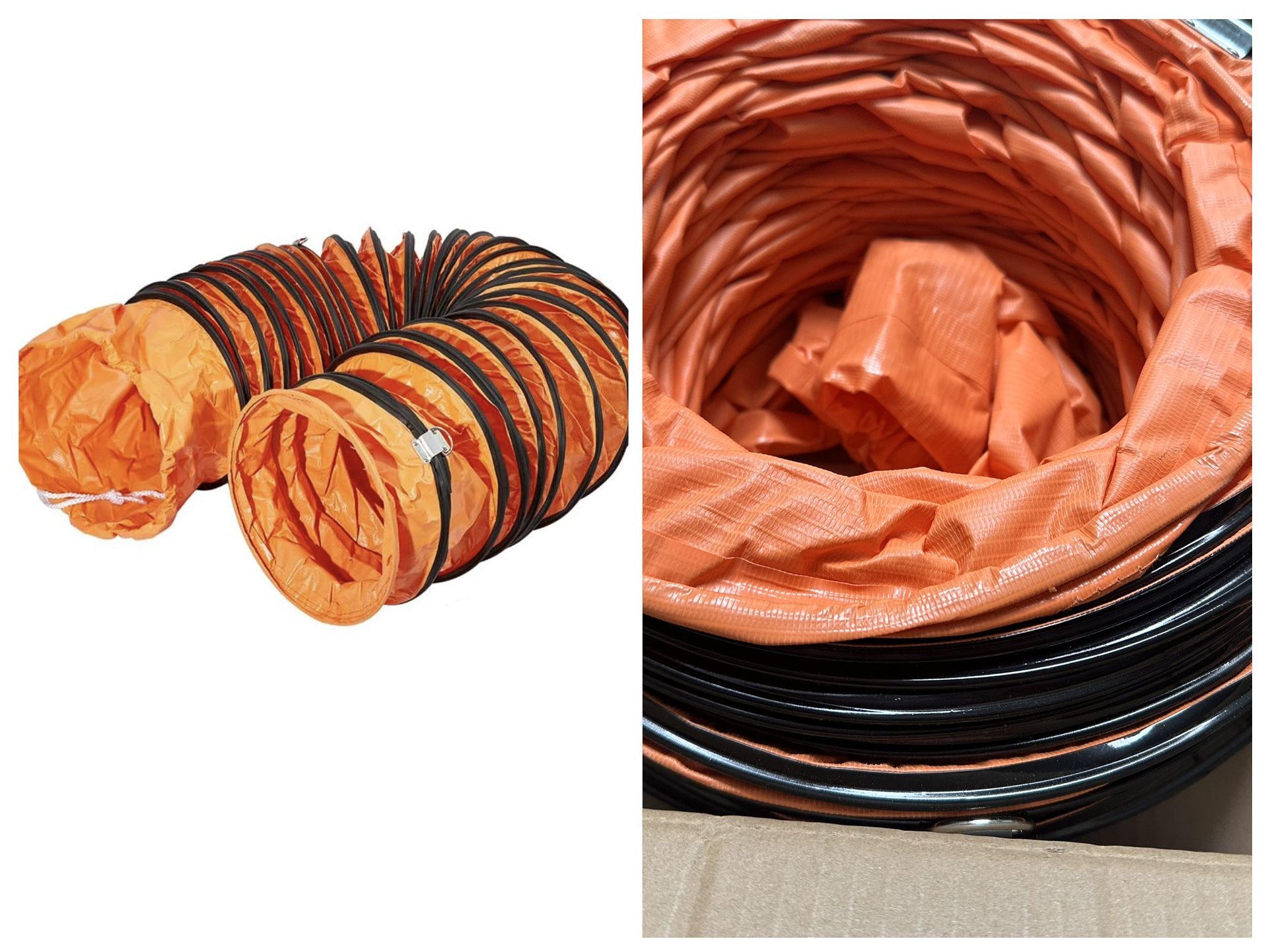 PVC Flexible Duct Hose, HVAC Duct Hosing Flame Retardant for Ventilator Utility Blower Fan with Adjustable Rope and D-Ring, Easy Storage (12inx16ft