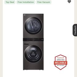 LG WashTower WKEX200HBA (Black Steel) – Washer + Electric Dryer – NEW Open Box – $1,699  🔥 NEW OPEN BOX LG WashTower™ Laundry Center – model WKEX200H