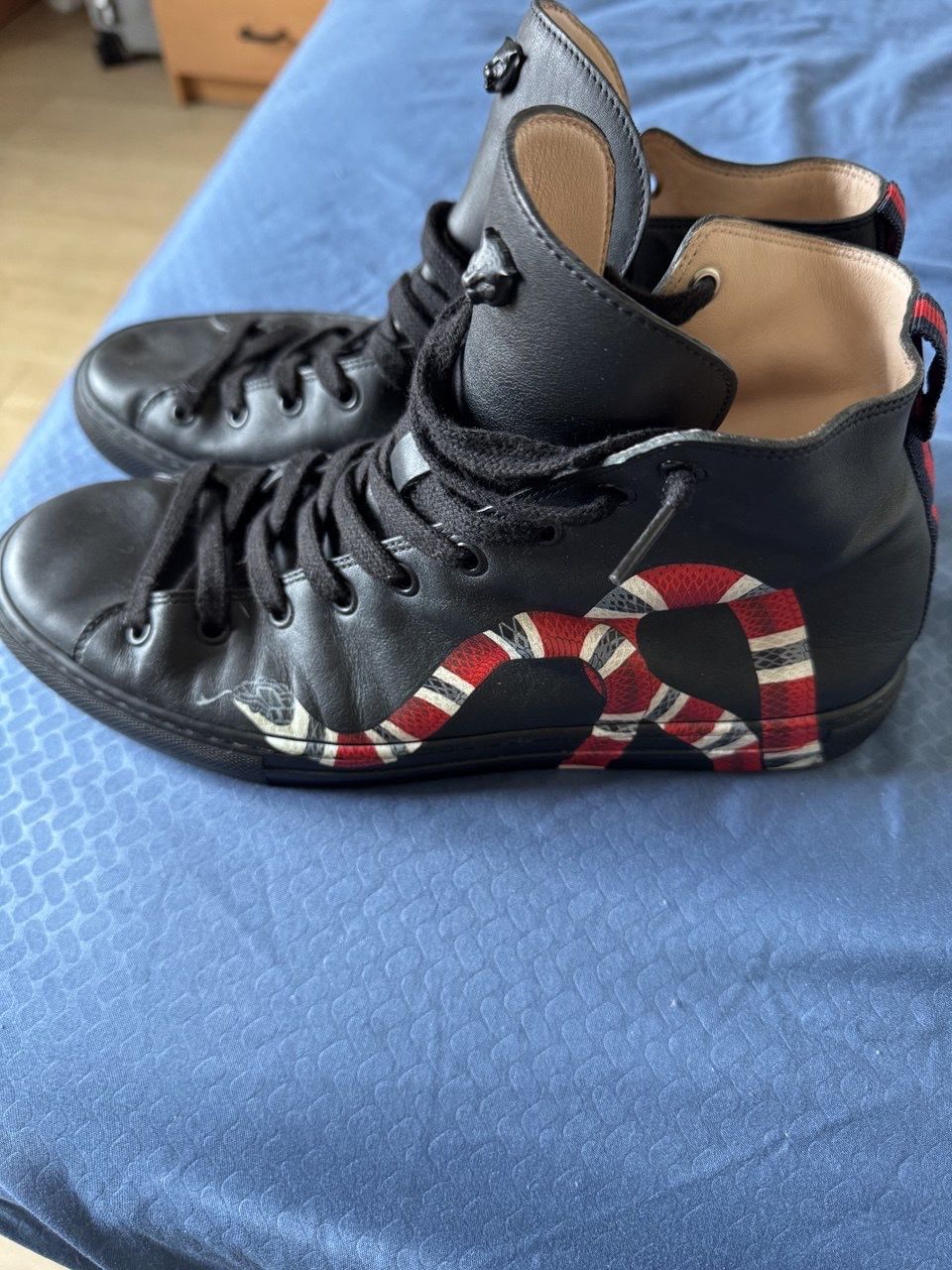 Men’s Black Leather High Top ‘Snake’