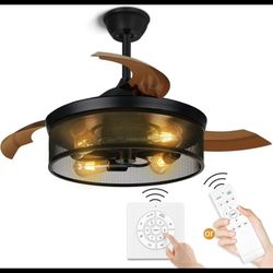 NEWORB 42 Inch Retractable Ceiling Fan with Lights and Remote