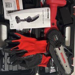 BRAND NEW GARDTECH 6" Mini Chainsaw  Cordless Portable Electric 4 Chains 2 Batteries