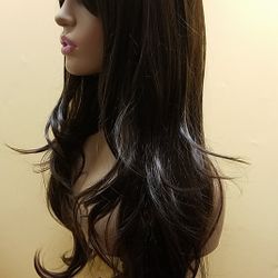 Long Brown Wavy Wig