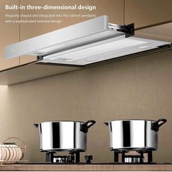 NEW Kitchen Cooker Hood, Stainless Steel Extractor Hood, Built-in Extractor Fan with LED Light