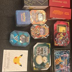 13tin boxes pokemon cards collectible Lot