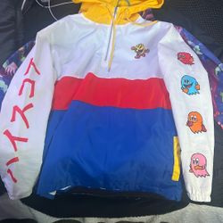 PAC Man, White Blue Red Yellow, L